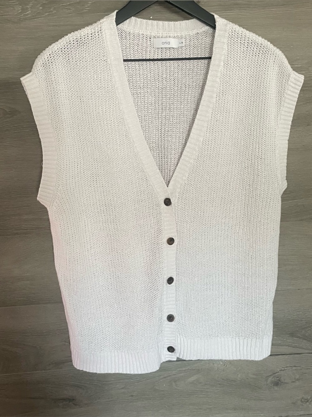 Onia Button Linen Sweater Vest